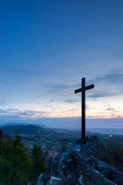 Cross on Mountain Top Foto stock