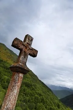 Cross in the mountains Stock Photos