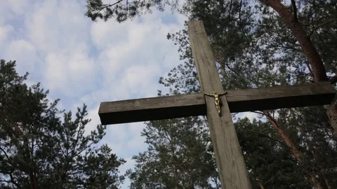 Cross in the nature Stock Footage 81142304