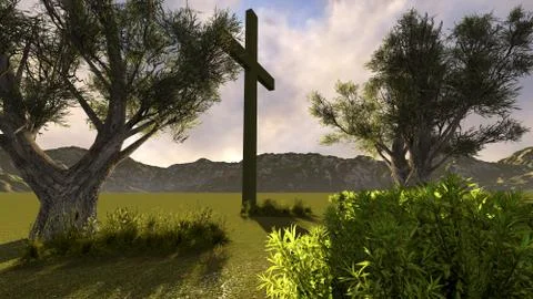 Cross in nature Stock Illustration