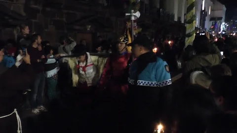 Cross Night Easter Procession Stock Footage 75011720