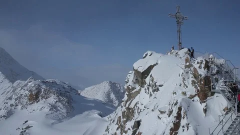 Cross obelisk at the mountain Stock Footage 73747017