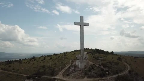 The Cross Over Mostar: A Beacon of Peace Stock Footage 304519663
