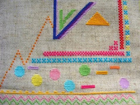 Cross pattern crafting material on natural beige background Stock Photos