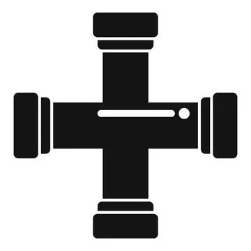 Cross pipe connecting four pipes for plumbing system Stock Illustration