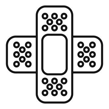 Cross plaster icon outline vector. Bandage protection Stock Illustration