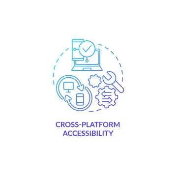 Cross platform accessibility blue gradient concept icon Stock Illustration