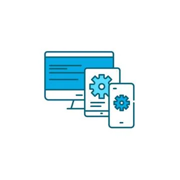 Cross platform app color line icon. UI UX GUI design element. Stockillustratie