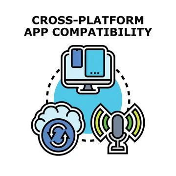 Cross platform app compatibility and mobile development Illustrazione stock