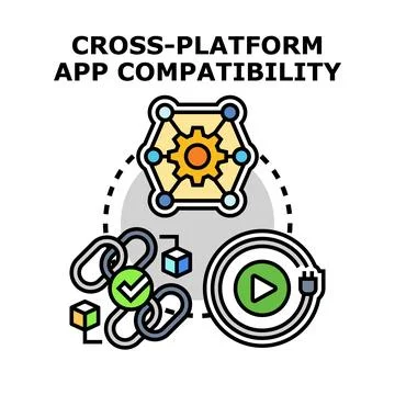 Cross platform app compatibility developing software integration 스톡 일러스트