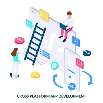 Cross platform app development concept.  Stock Illustration