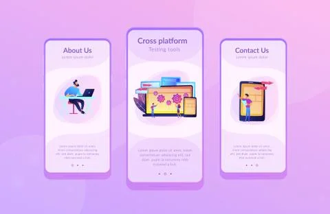 Cross platform bug founding app interface template. Illustration