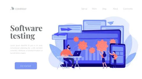 Cross platform bug founding concept landing page. Illustrazione stock