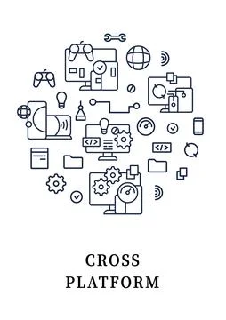 Cross platform circle poster 库存插图