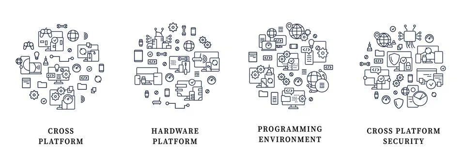 Cross platform circle posters Stockillustratie