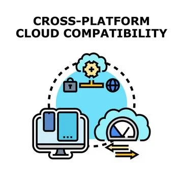 Cross platform cloud compatibility delivering data access Illustrazione stock