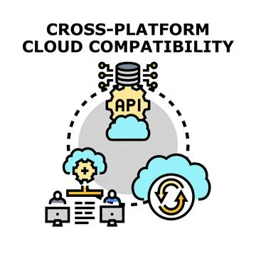 Cross platform cloud compatibility ensuring seamless data integration 스톡 일러스트