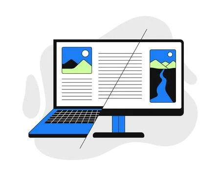 Cross-platform compatibility 2D onboarding ui illustration Stock Illustration