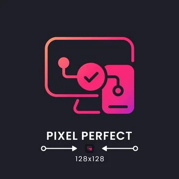 Cross-platform compatibility pink solid gradient desktop icon on black Stock Illustration