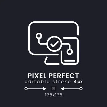 Cross-platform compatibility white linear desktop icon on black 스톡 일러스트
