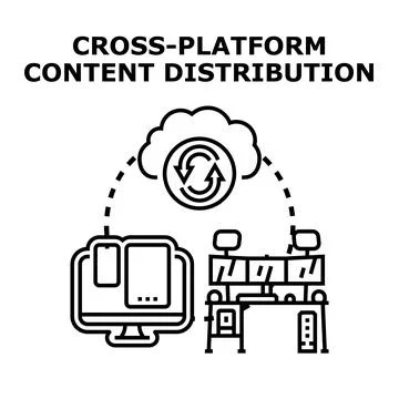 Cross platform content distribution concept with cloud data synchronization イラスト素材