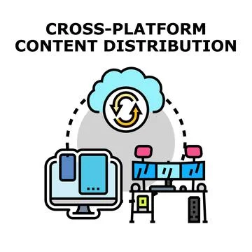 Cross platform content distribution concept with cloud data synchronization Stock Illustration