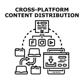 Cross platform content distribution concept illustration for digital media Stock Illustration