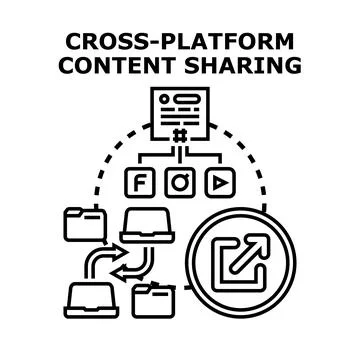 Cross platform content sharing concept vector illustration Stock Illustration