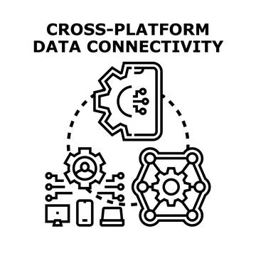 Cross platform data connectivity networking different digital devices Stockillustratie