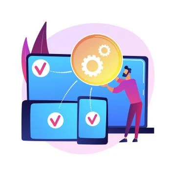 Cross-platform development abstract concept vector illustration. イラスト素材