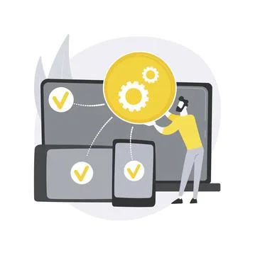 Cross-platform development abstract concept vector illustration. Stock Illustration