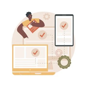 Cross-platform development abstract concept vector illustration. イラスト素材