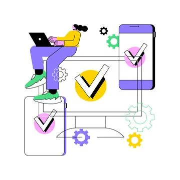 Cross-platform development abstract concept vector illustration. イラスト素材
