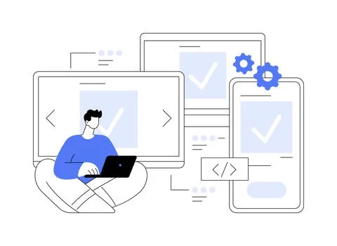 Cross-platform development abstract concept vector illustration. Illustrazione stock