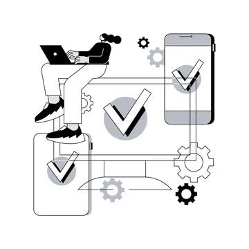 Cross-platform development abstract concept vector illustration. Stock Illustration