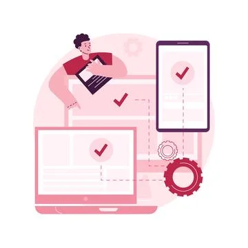 Cross-platform development abstract concept vector illustration. イラスト素材