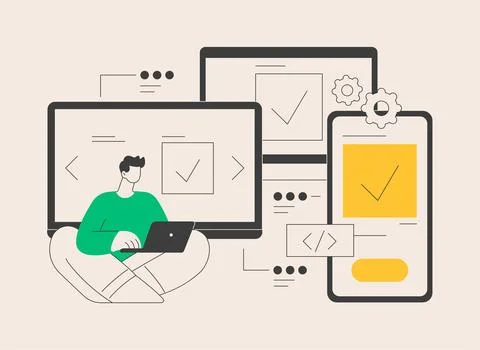 Cross-platform development abstract concept vector illustration. Stockillustratie