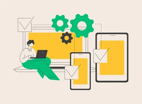 Cross-platform development abstract concept vector illustration. イラスト素材