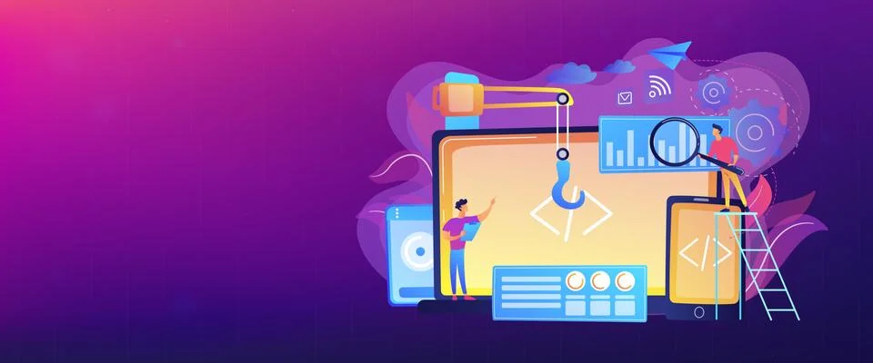 Cross-platform development concept banner header. イラスト素材