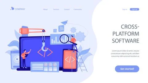 Cross-platform development concept landing page. Illustrazione stock
