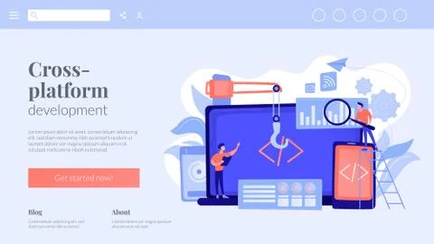 Cross-platform development concept landing page. Illustrazione stock