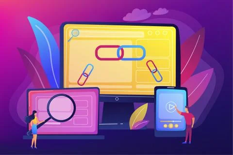 Cross platform development flat vector illustration Stock Illustration