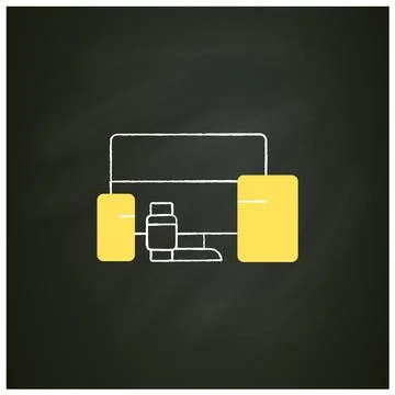 Cross platform devices chalk icon Stock Illustration