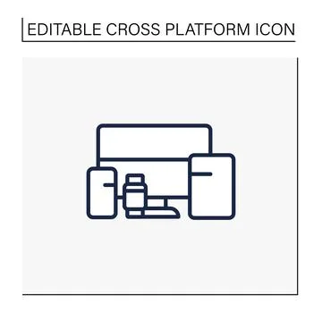 Cross platform devices line icon Stockillustratie