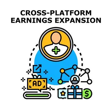 Cross platform earnings expansion vector concept illustration Stock Illustration