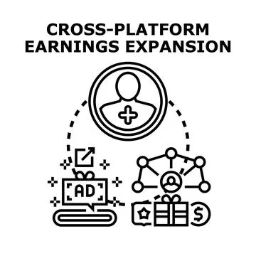 Cross platform earnings expansion vector concept illustration Stock Illustration