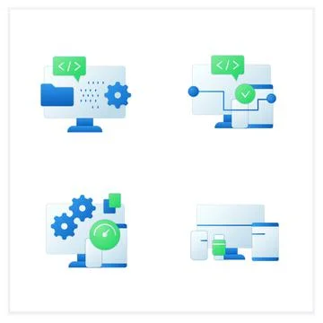 Cross platform flat icons set 스톡 일러스트