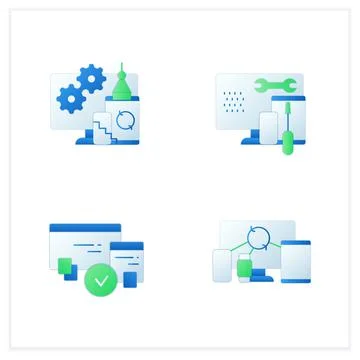 Cross platform flat icons set Stock Illustration