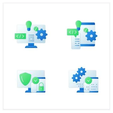Cross platform flat icons set 库存插图