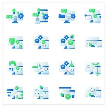 Cross platform flat icons set 스톡 일러스트